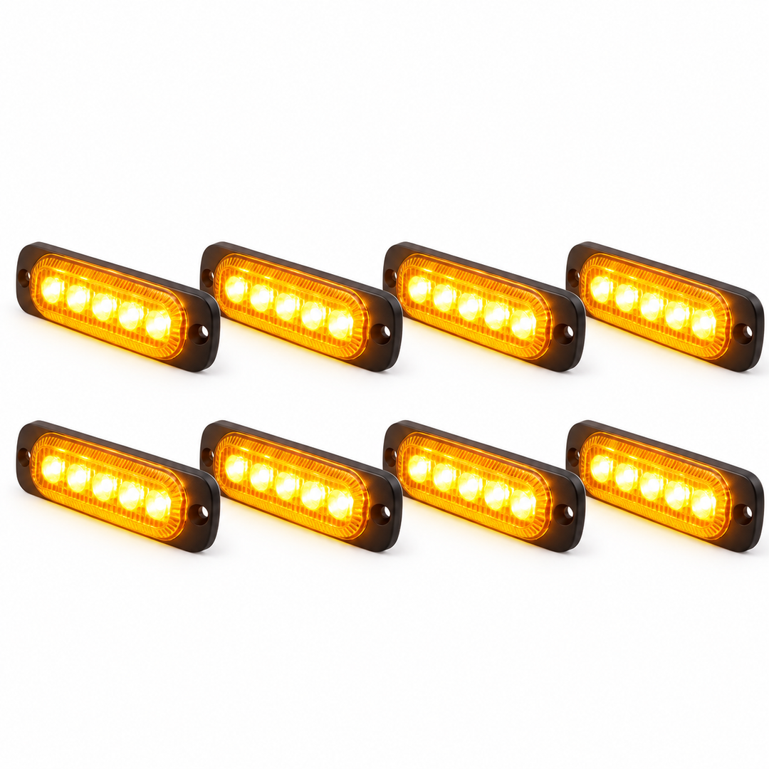 6-LED Amber Strobe Lights, 8-Piece Kit