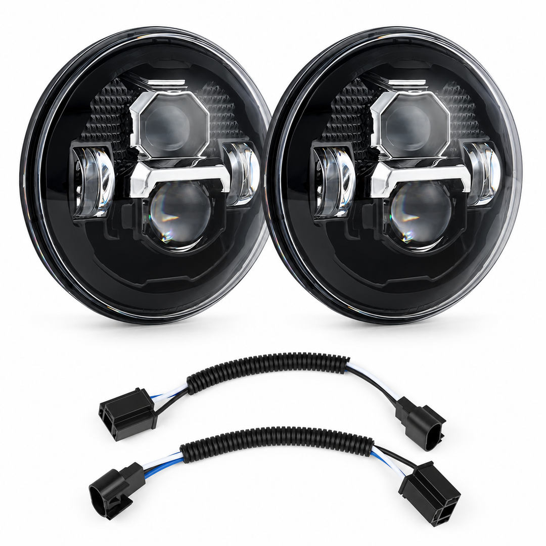 7-Inch 160W White LED Headlight Pair for Jeep Wrangler TJ LJ JK
