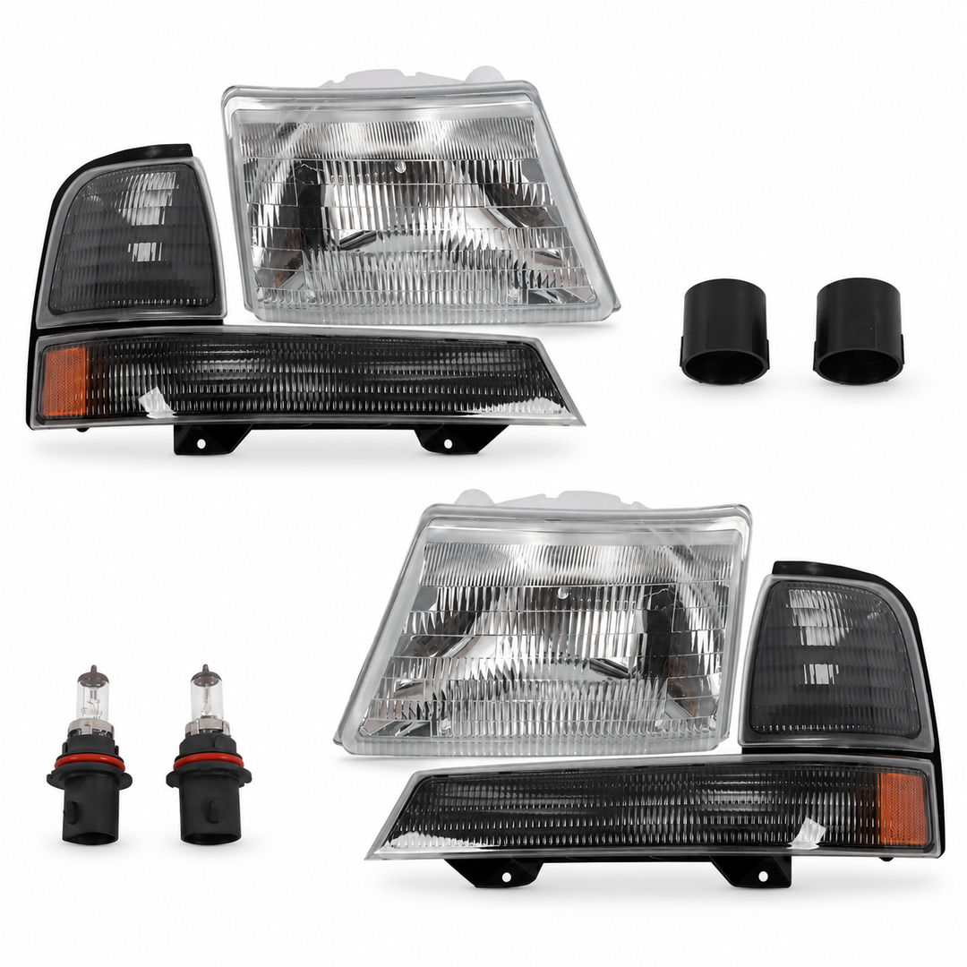 Six-piece headlight and dark corner lamp set for 1998–2000 Ford Ranger
