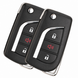 Two Toyota RAV4 three-button folding remote keys