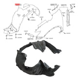 Right Passenger Side Fender Liner Front for 2017-2020 Nissan Rogue 638407FA0A – product image 4