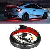 Carbon Fiber LED Car Tail Brake Light Strip Rear Spoiler Lip Trim Universal Red New