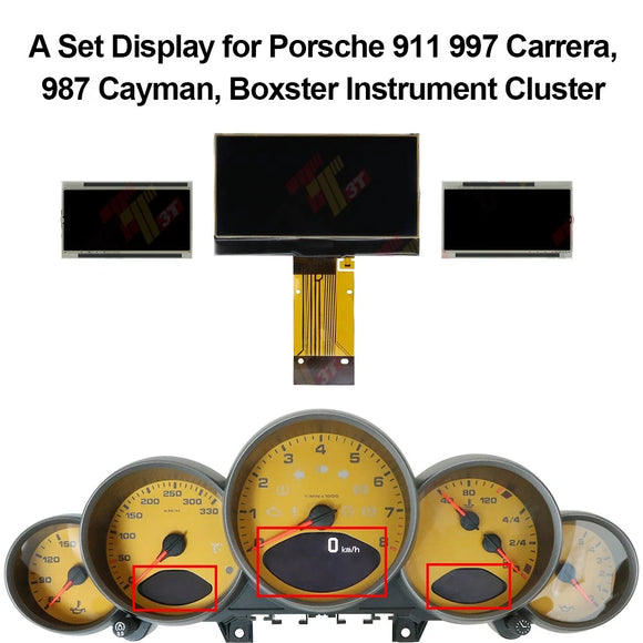 Full Instrument Cluster Display Set for Porsche 997 911 Carrera 987 Cayman Boxster