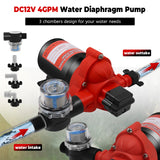 RV Water Pump 12V DC High Pressure 4GPM 45 PSI Self-Priming for Marine/Garden Boat