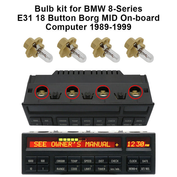 New Replacement Osram Light Bulb Set for BMW E31 8-Series 840i 850i Borg MID 18 Button On-board Computer