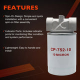 CP-752-10 3/4"NPTF Oil Filter w/ 10 Micron Hydraulic for Tractors Log Splitters