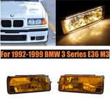 Pair Bumper French Amber Fog Light Lamp for BMW 1992-1999 BMW E36 325 328 M3 Yellow Lens