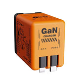 120W GaN Dual Lightning USB-C Super Fast Wall Charger Retractable US Plug 2-in-1 Power Adapter
