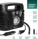 AC/DC Portable Air Compressor/Tire Inflator Powered by Car 12V DC and Home 110V
