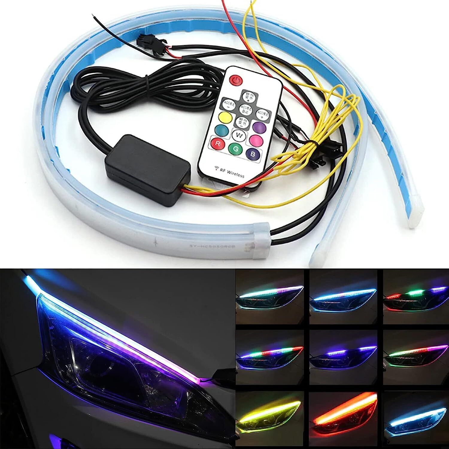 60cm RGB Flexible LED Strip - Sequential Turn Signal & DRL For Universal Headlight Customization