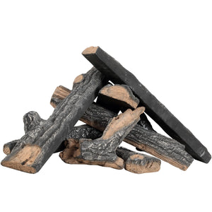 8 Pcs Gas Fireplace Logs Set Ceramic Wood Oak Logs Indoor or Outdoor