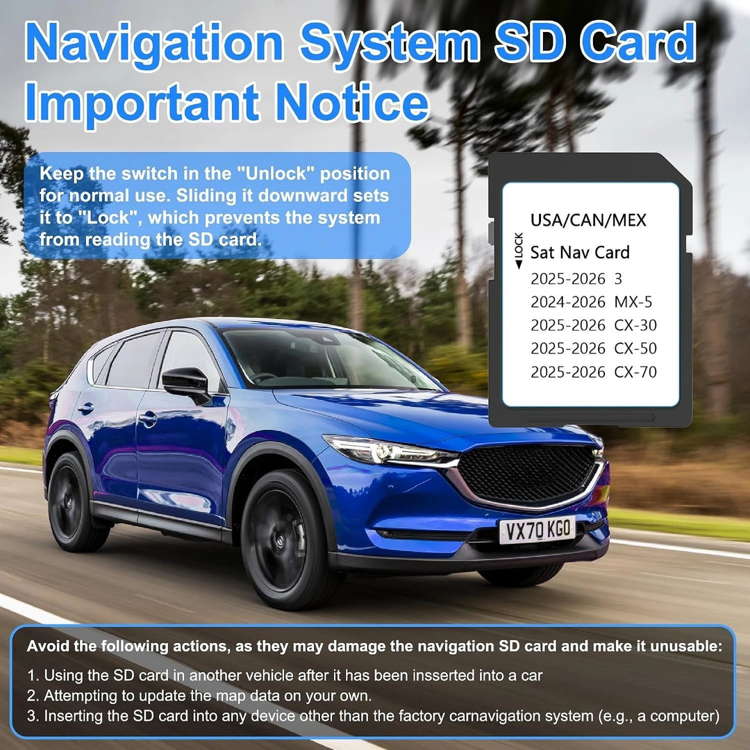 2026 Navigation SD Card Update USA/CAN Maps for Mazda CX-50, CX-30, MX-5