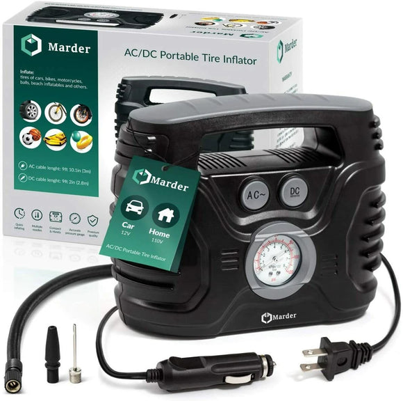 AC/DC Portable Air Compressor/Tire Inflator Powered by Car 12V DC and Home 110V
