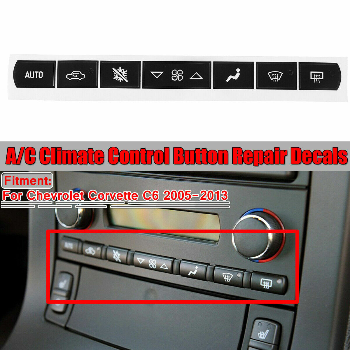 Climate Control Sticker A/C Climate Control Button Repair Decals Stickers for Corvette C6 2005 ...