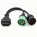 9 Pin J1939 Truck Y Cable OBD2 16Pin Female Adapter J1708 6Pin for Cummins Catepillar