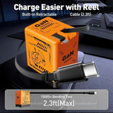120W GaN Dual Lightning USB-C Super Fast Wall Charger Retractable US Plug 2-in-1 Power Adapter