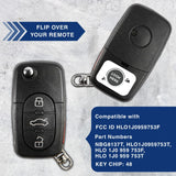 2qty 1997-2005 Audi Flip 4-Button Key Fob MYT8Z0837231 4D0837231E/P