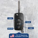 2qty 1997-2005 Audi Flip 4-Button Key Fob MYT8Z0837231 4D0837231E/P