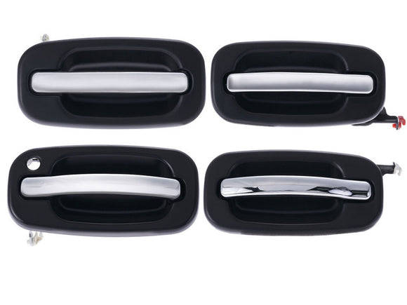 Chrome Smooth Black Door Handle for 2000 - 2006 Escalade Front and Rear Set