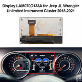 New 7" LCD Info Display for Jeep JL Wrangler Unlimited Instrument Cluster LAM070G133A