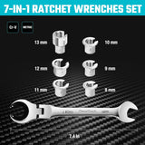 DURATECH 7-in-1 Metric Flex-Head Flare Nut Wrench Set 8-14mm 404081