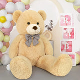 Quality Giant Plush Big Teddy Bear Bowtie 4 Feet 47 inch Life Size Tan Carnival Prize Gift