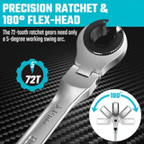 DURATECH 7-in-1 Metric Flex-Head Flare Nut Wrench Set 8-14mm 404081
