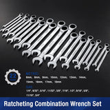 WORKPRO 22pc SAE Metric 72-Tooth Ratcheting Combination Wrench Set