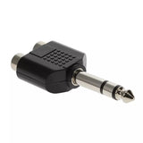 Stereo 6.35mm 1/4 Inch Male Plug to 2 RCA Female Jack Audio Adapter Splitter