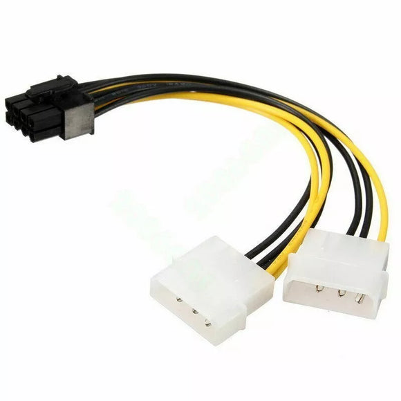 Dual 4 Pin Molex IDE to 8 Pin PCI Express Power Cable PCI-E Adapter
