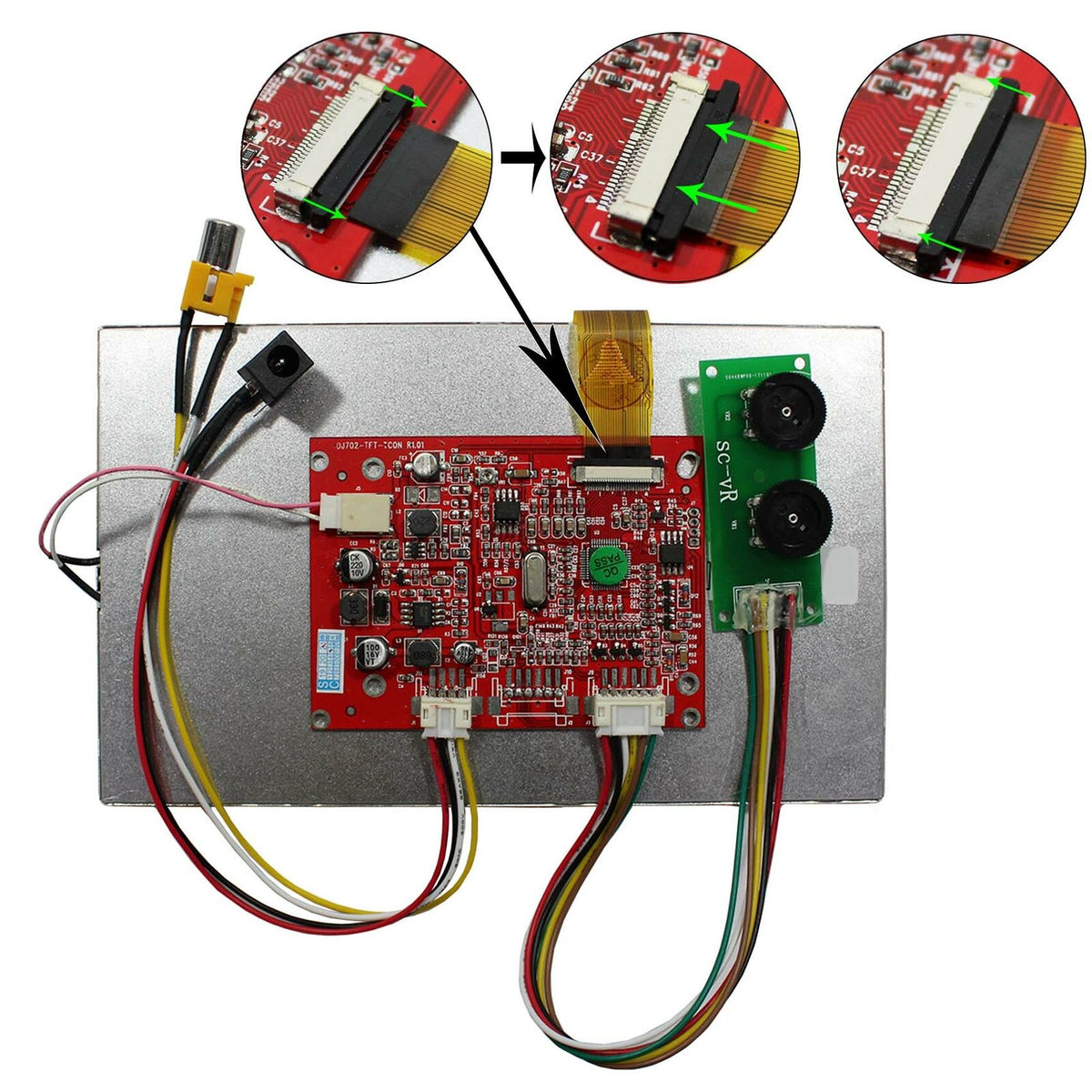 CVBS input Controller Board for 7inch 480x234 HSD070I651 AT070TN07 LCD ...