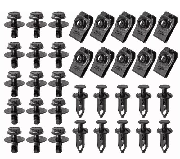 M6 Engine Under Cover Splash Shield Guard for Toyota Body Bolts U-nut Clips