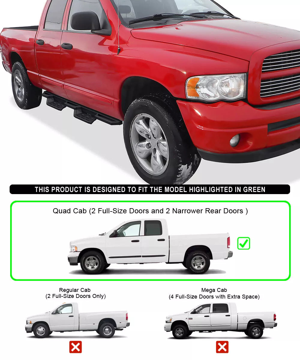 thumbnail image 2 of IArmor Stainless Steel Drop Steps For 02-08 Dodge Ram 1500 2500 3500 Quad Cab - APS 2 of 4