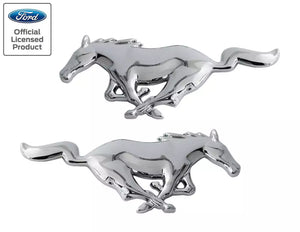 Ford Mustang Running Horse Pony 4" Chrome Fender Door Trunk Dash Emblems 2x Pair