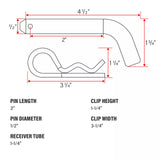 Trailer Hitch Pin & Clip，1/2 inch Pin Diameter fit 1-1/4-Inch Receiver