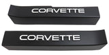 Set 2qty Door Sill Guards W/Corvette Logo - Black for 1990-1996 C4 Corvette