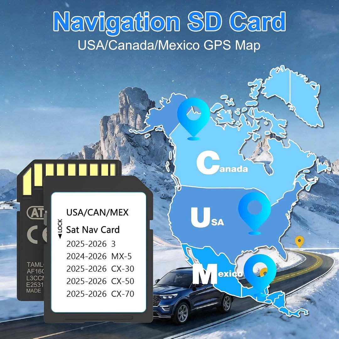 2026 Navigation SD Card Update USA/CAN Maps for Mazda CX-50, CX-30, MX-5