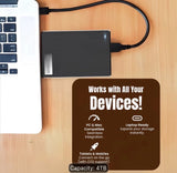 4TB Portable External Storage Hard Drive USB 3.0 High-Speed Mobile HDD