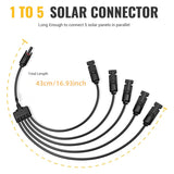 1 Pairs Solar Connectors Y Branch Parallel Adapter Cable 1 to 5 for Solar Panel