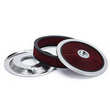 14 x 3 inch Round Air Cleaner with Washable Filter and Chrome Lid for 5-1/8 inch Carburetors AIT17R