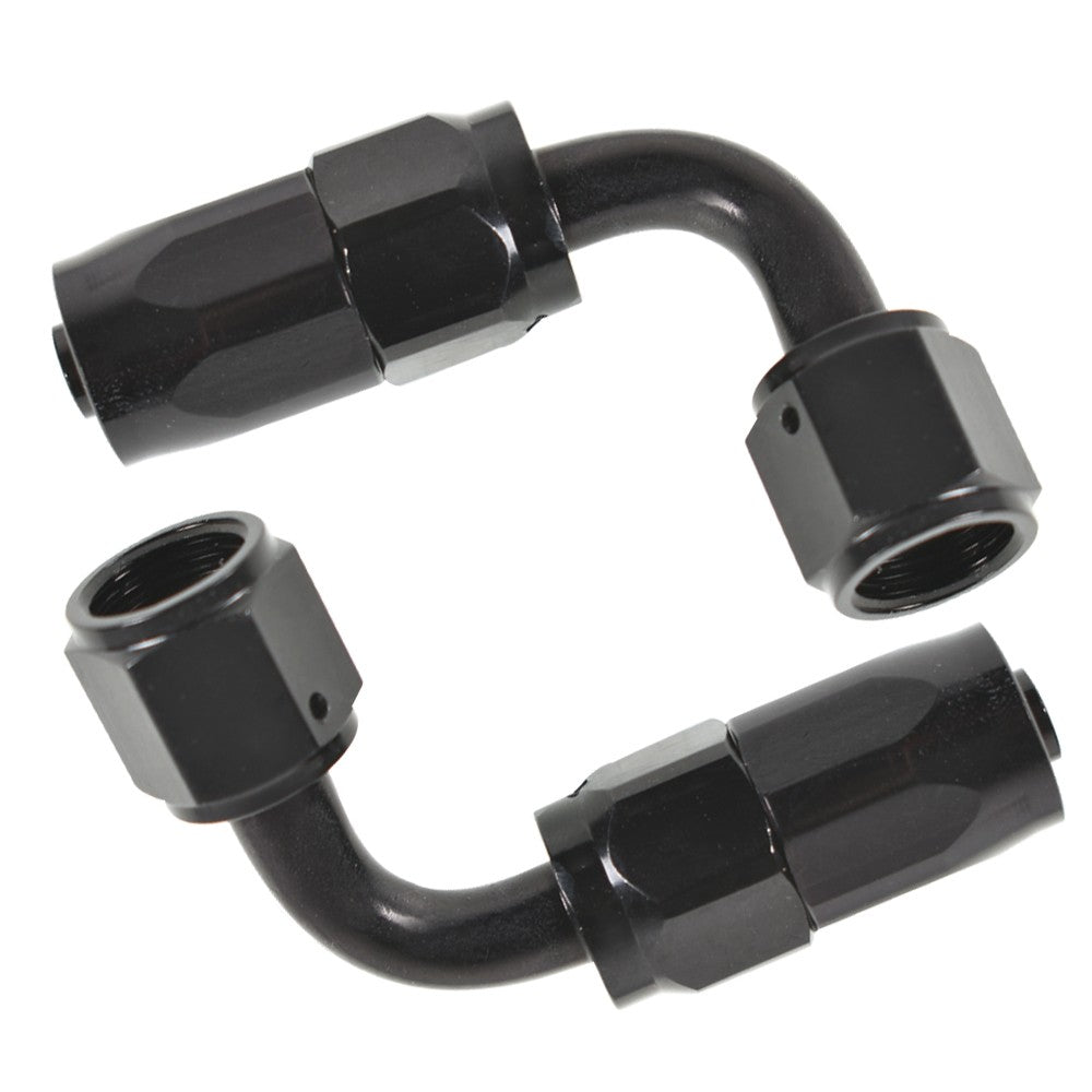 -6AN 90 Degree Swivel Hose End Fitting 2 Pack Black
