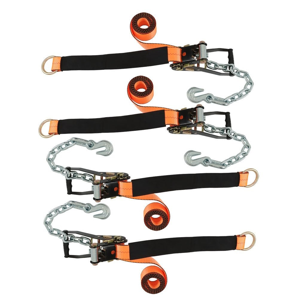 2 Inch x 96 Inch Car Tie Down Straps 4 Pack with Chain Anchors 3300 Lbs