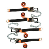 2 Inch x 96 Inch Car Tie Down Straps 4 Pack with Chain Anchors 3300 Lbs