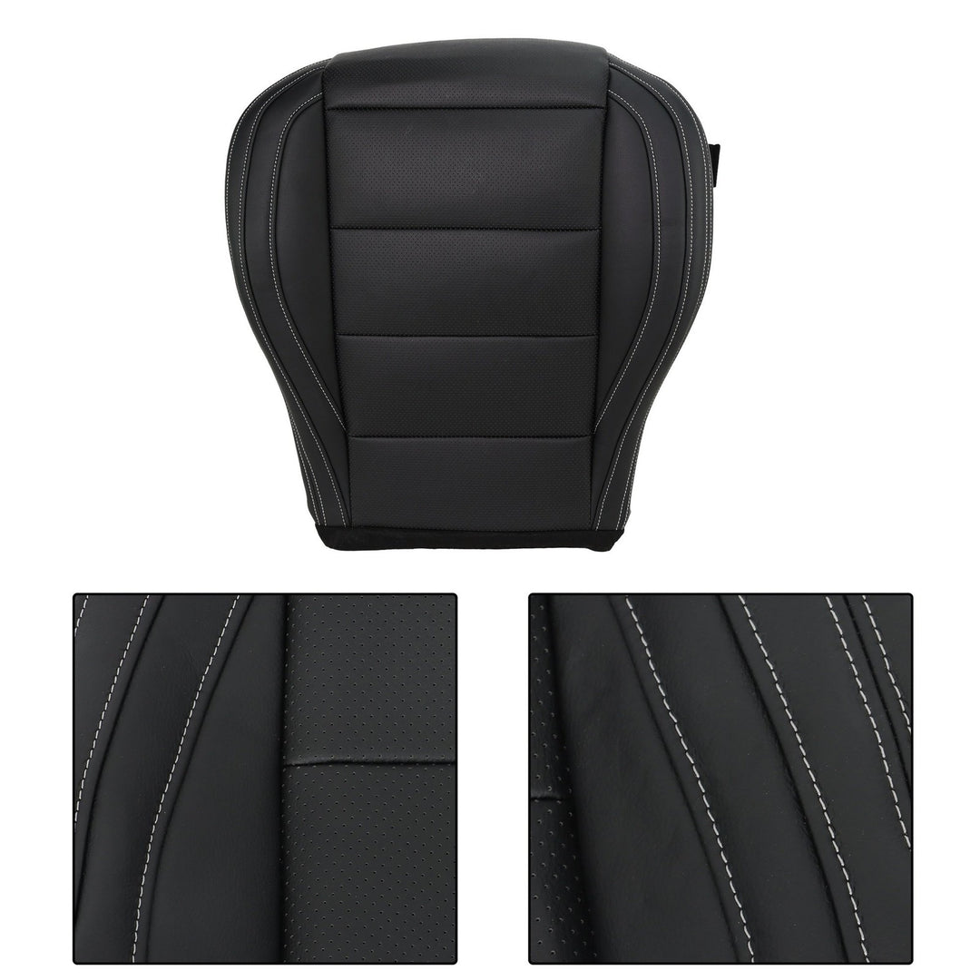 Black Leather Front Bottom Seat Cover Pair for 2015-2023 Ford Mustang