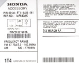 2013 Honda Civic AM/FM Satellite Radio CD MP3 Player 39100-TT1-A414-M1 Face 2XC8 - product image
