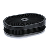 Oval Air Cleaner 12 x 2 inch with Washable Filter for 5-1/8 inch Carburetor Neck AIT18BK