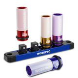 WORKPRO 4-Piece 1/2 Inch Drive Thin-Wall Impact Lug Nut Socket Set 17-22mm