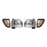 Fits 01-04 Tacoma Headlights with Signal Corner Lights 4 Pc Set Black Trim 6223-0001C4 - product image
