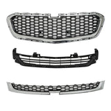 3-Piece Front Bumper Grille Set for 2014-2016 Chevrolet Malibu 22995179