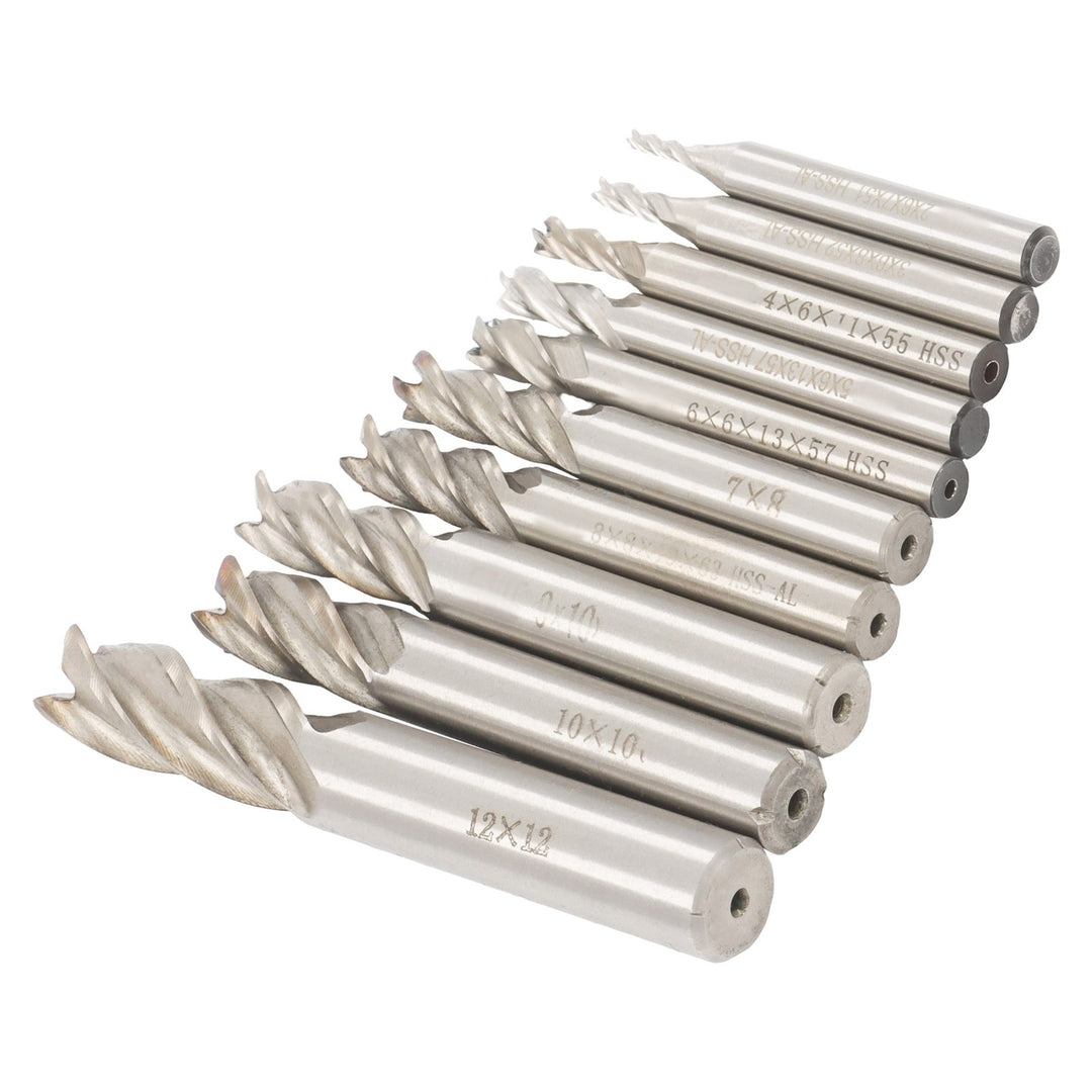 Carbide End Mill Set 10 Piece 2 to 12 mm 4 Flute